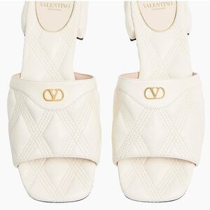 Valentino Women's White Quilted Slide Sandals